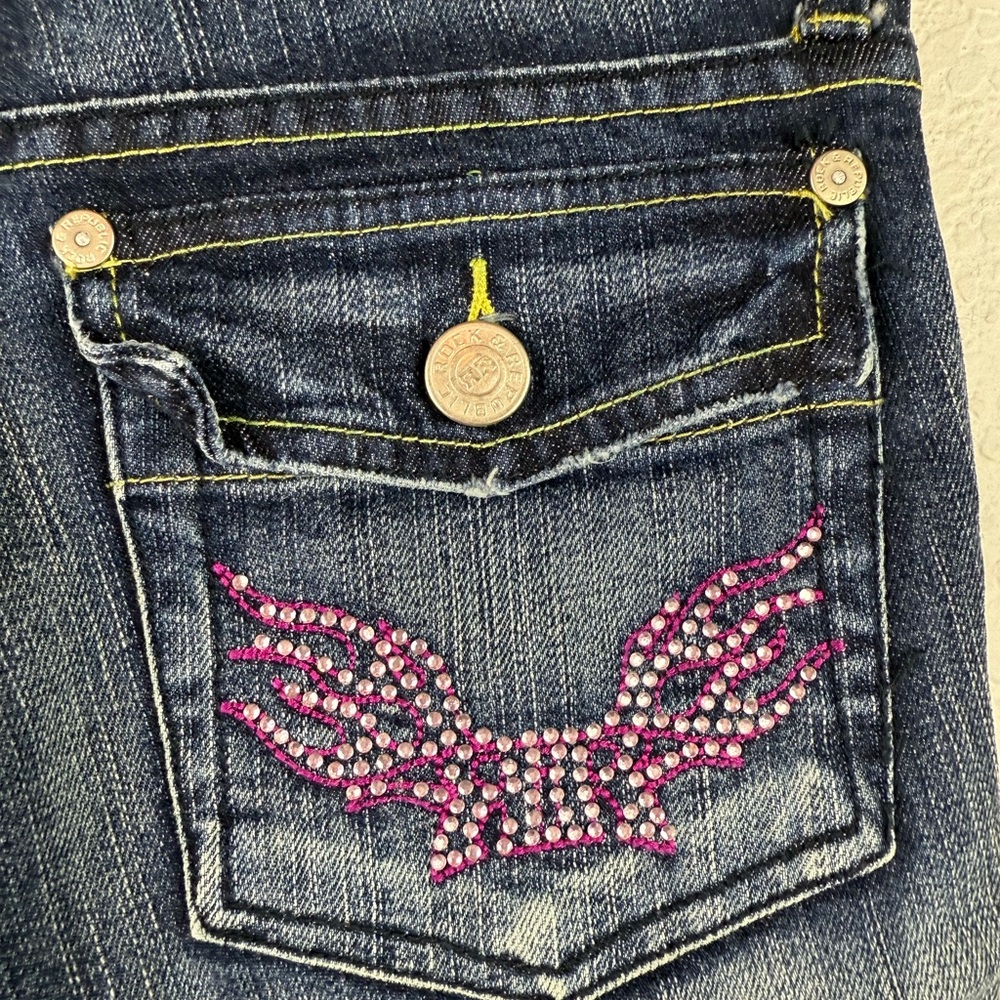 Rock & Republic pink rhinestone Y2K vintage jeans low waist 26 long - Picture 5 of 8